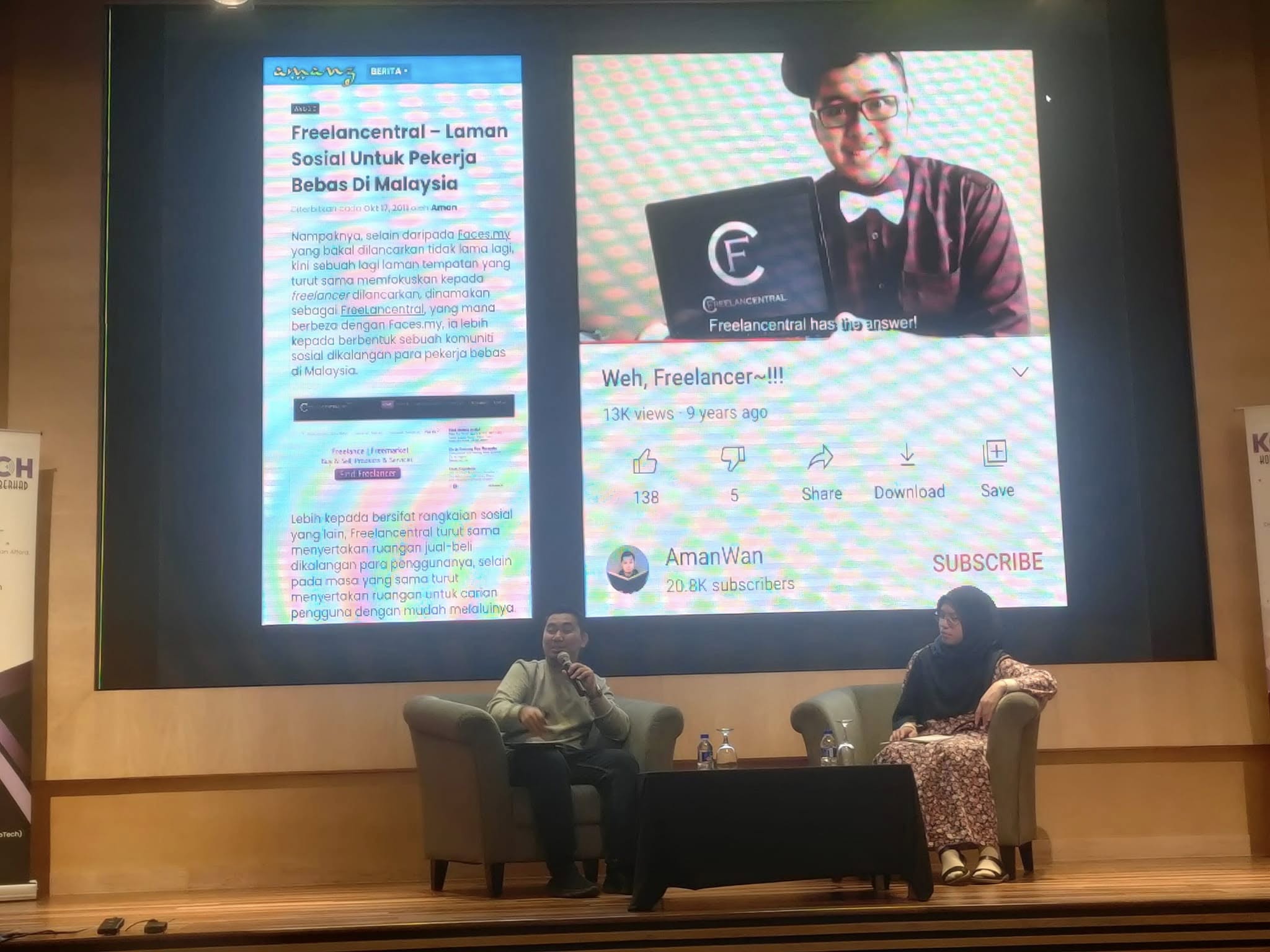 A JOMLAUNCH speaker shares a project story with a product demo on screen